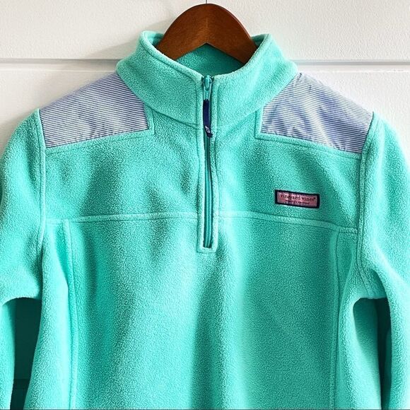 Vineyard Vines Seersucker Stripe Shoulder Shep Fleece Pullover Sweatshirt Small - Picture 4 of 14